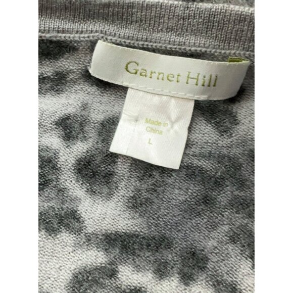 Garnet Hill Black White Animal Print Cardigan Large Lightweight Knit Sweater - Picture 3 of 6